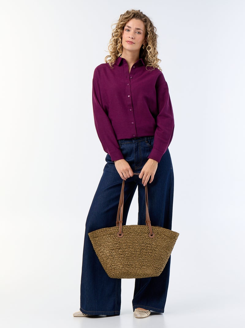 Blouse van linnenmix Paars - Kiabi