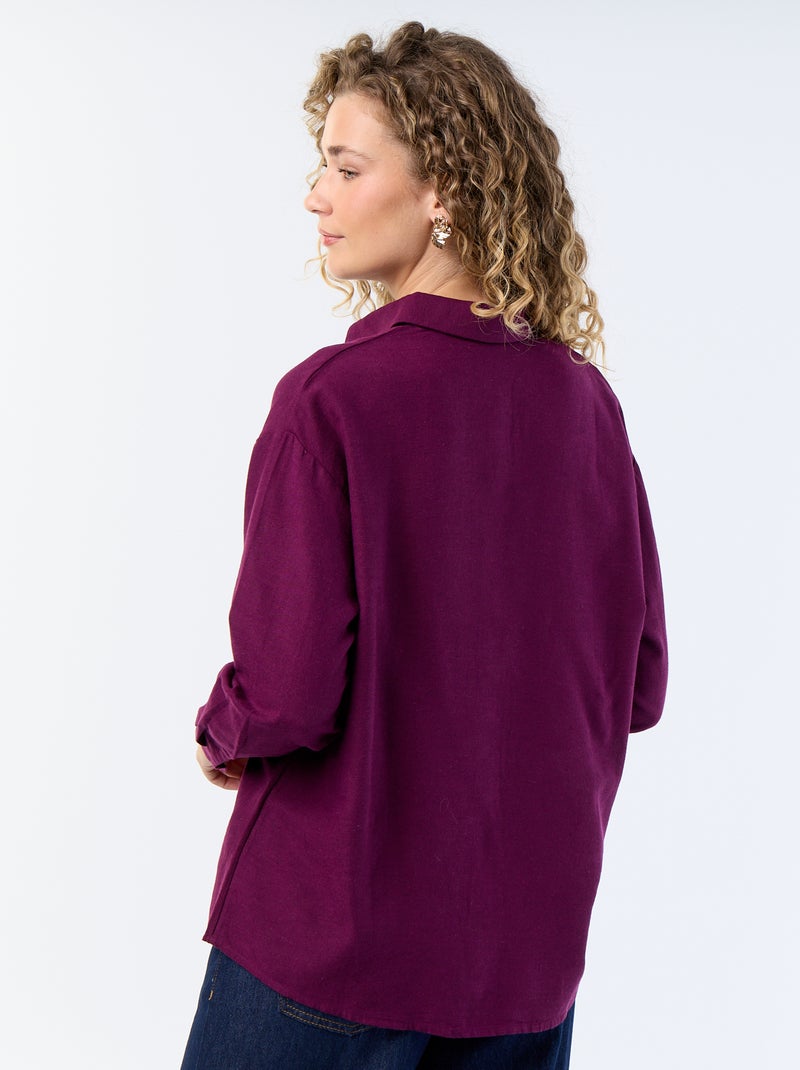 Blouse van linnenmix Paars - Kiabi