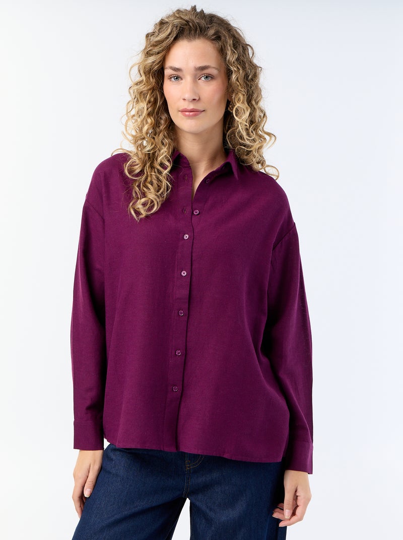 Blouse van linnenmix Paars - Kiabi