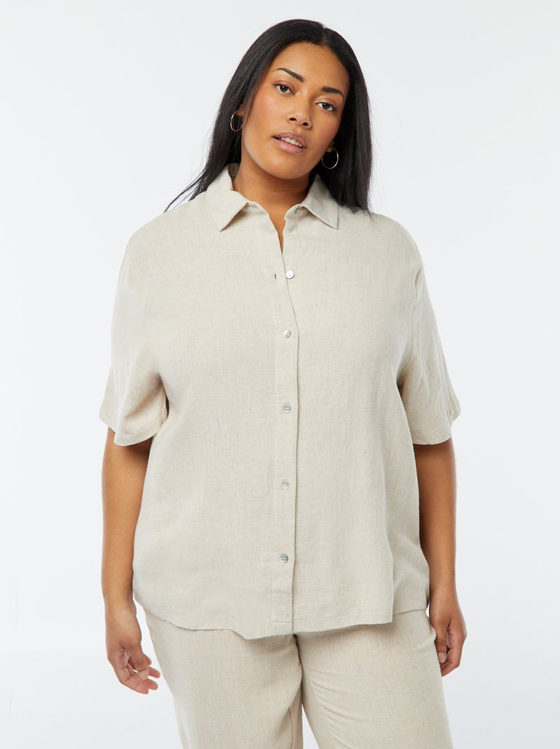 Blouse van linnenmix Wit - Kiabi