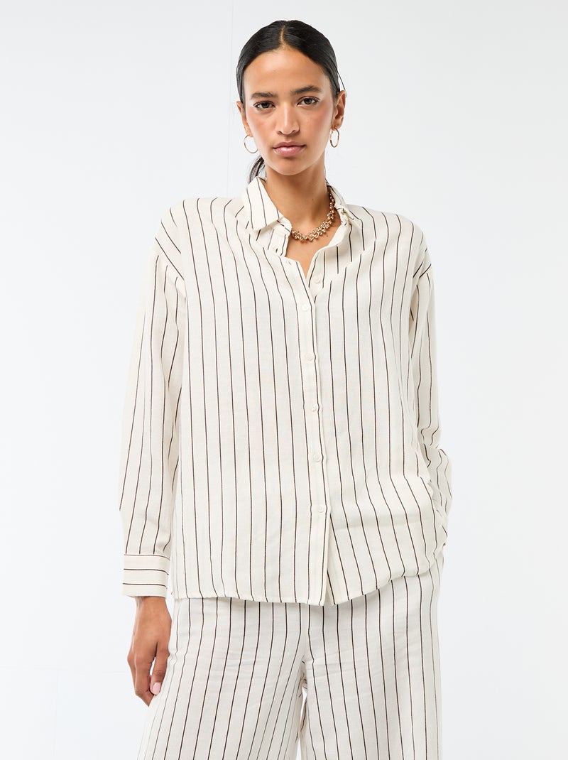 Blouse van linnenmix Wit - Kiabi