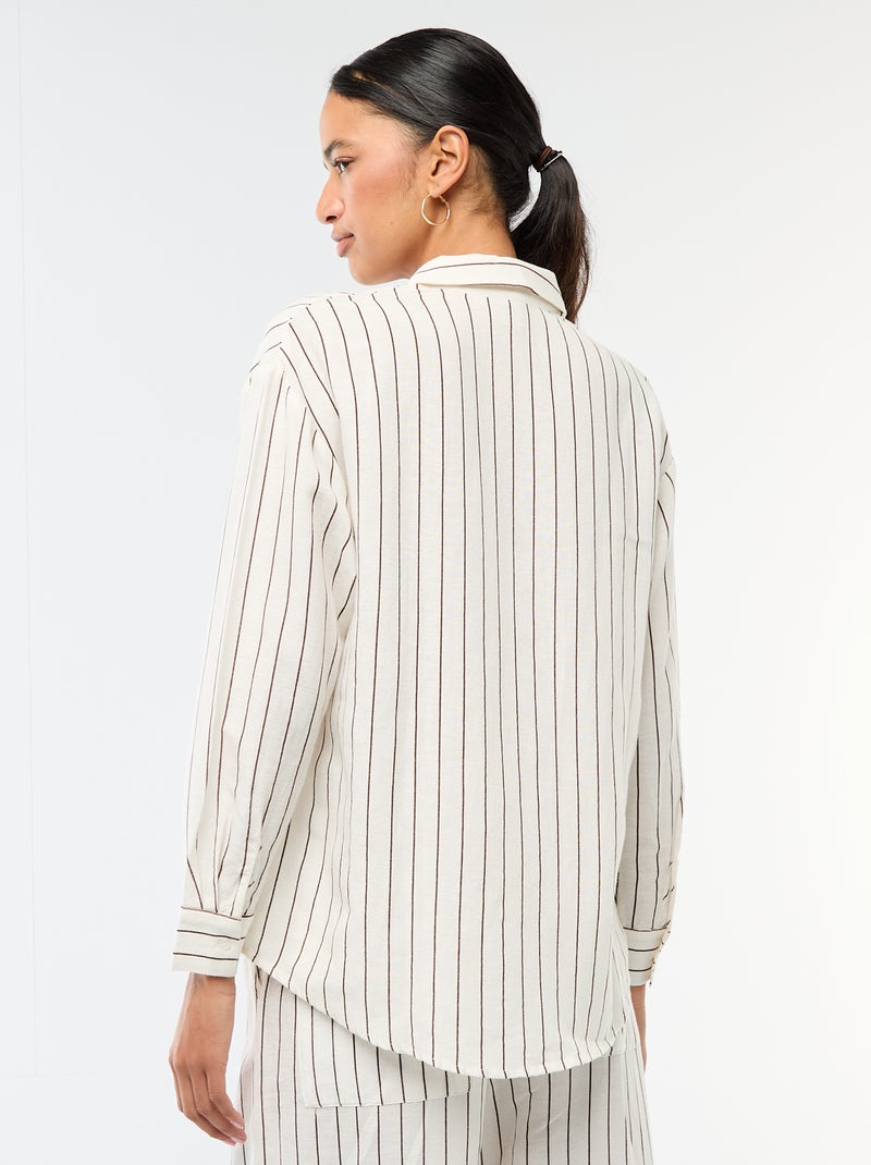 Blouse van linnenmix Wit - Kiabi