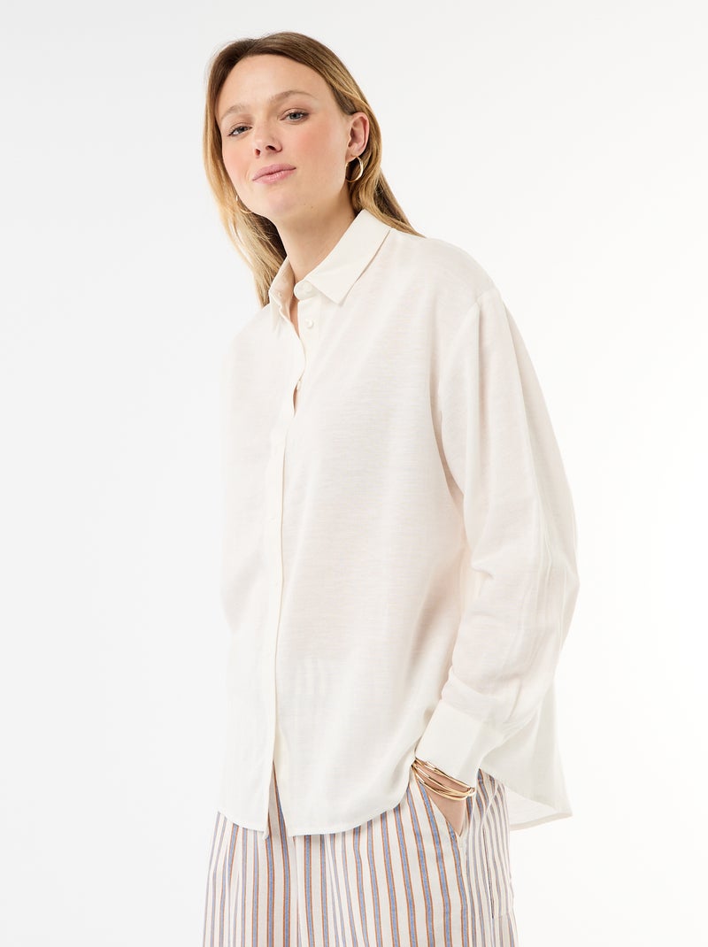 Blouse van linnenmix Wit - Kiabi