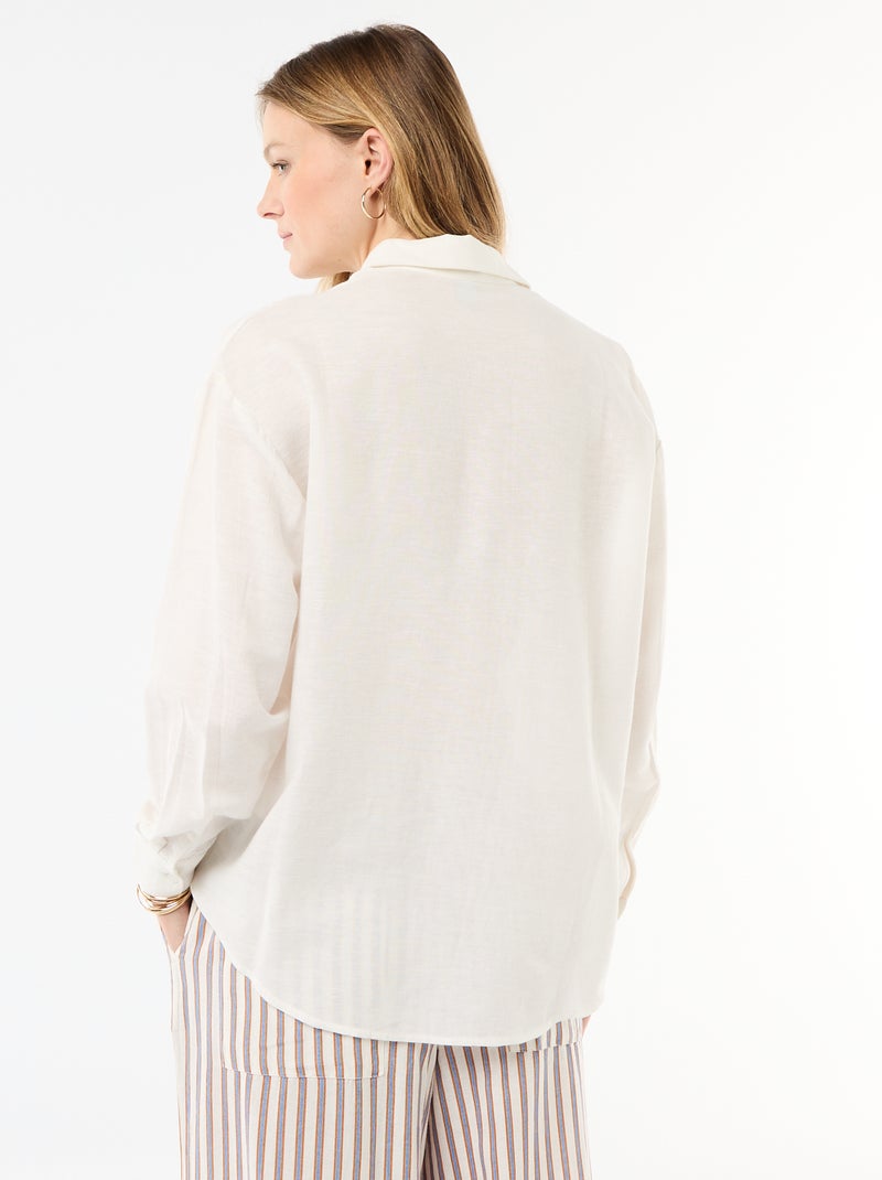 Blouse van linnenmix Wit - Kiabi
