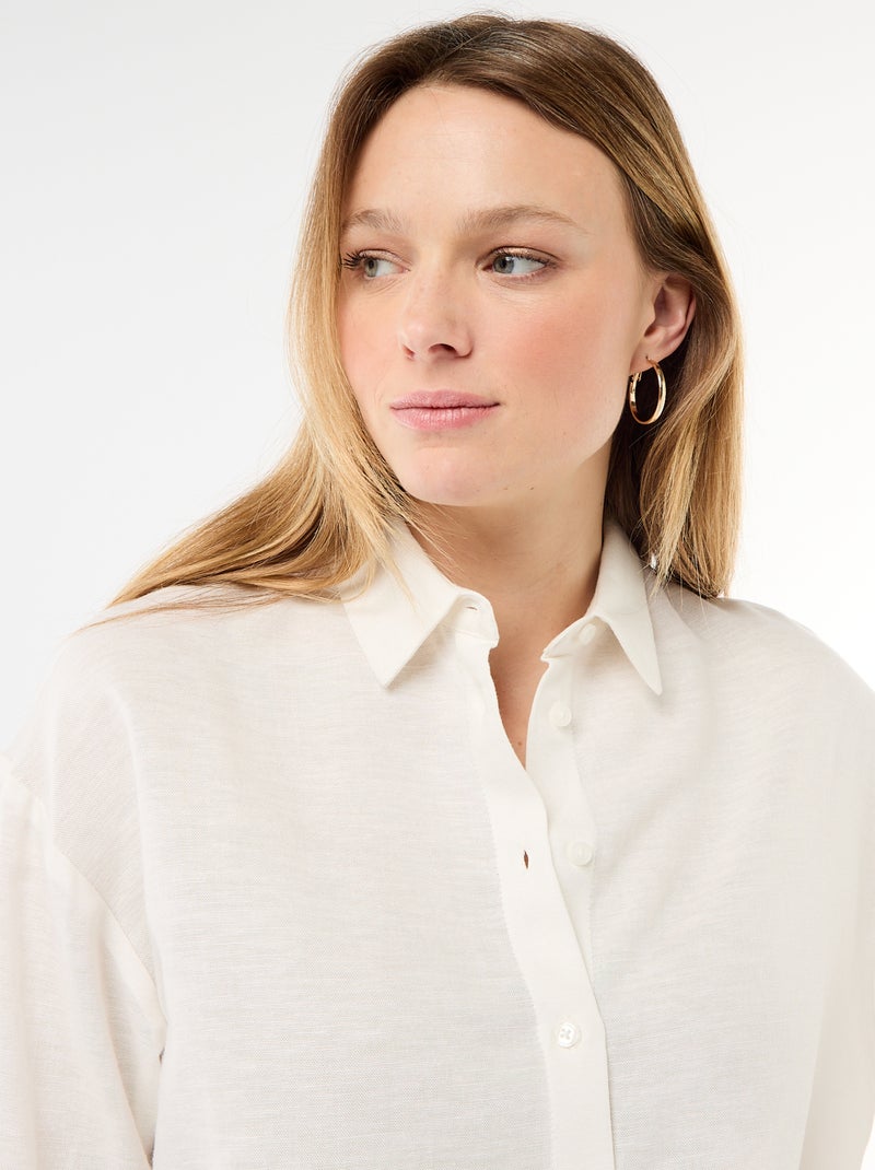 Blouse van linnenmix Wit - Kiabi