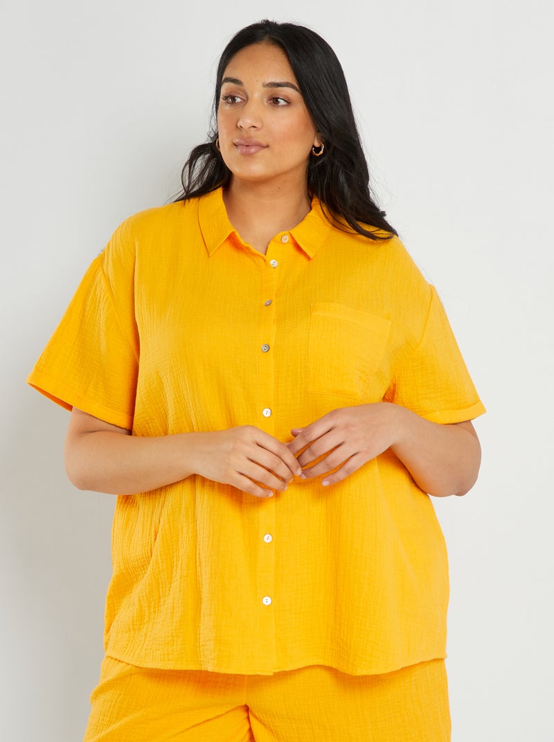 Blouse van losgeweven katoen GEEL - Kiabi