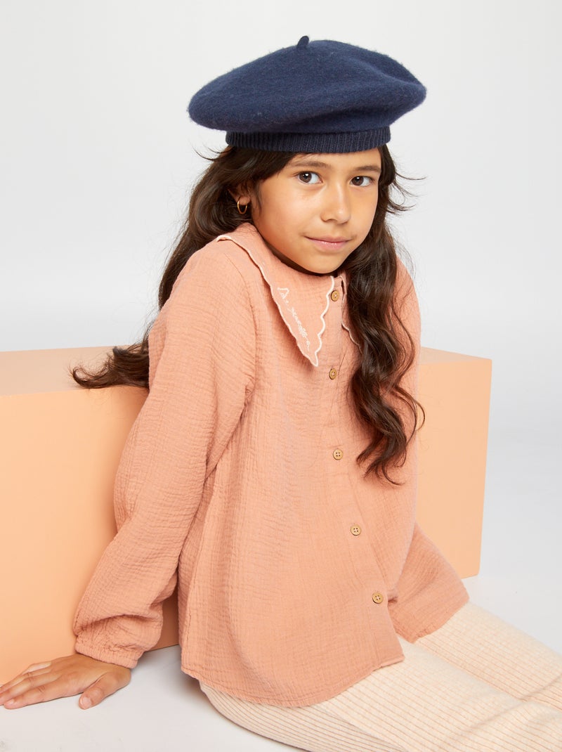 Blouse van luchtige, losgeweven katoen roze - Kiabi