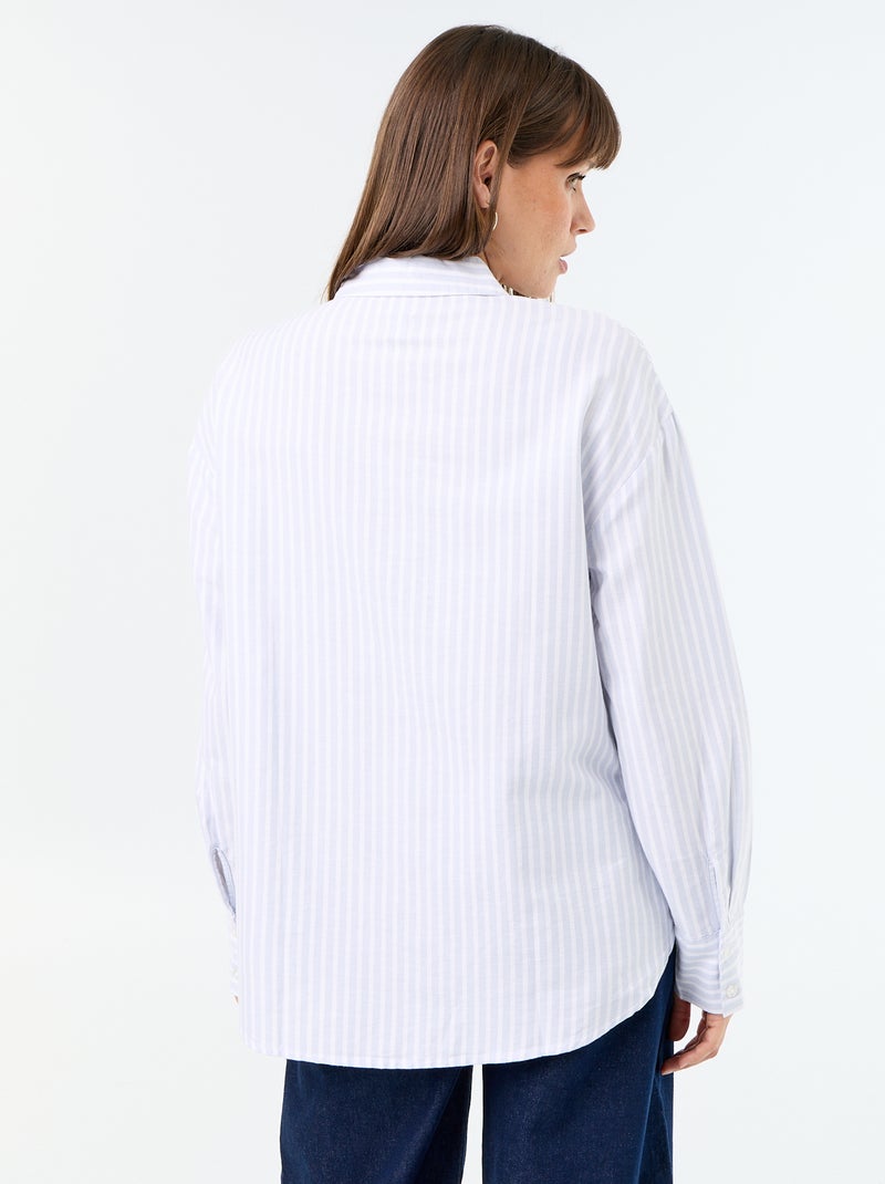 Blouse van oxfordstof met blousekraag Blauw - Kiabi