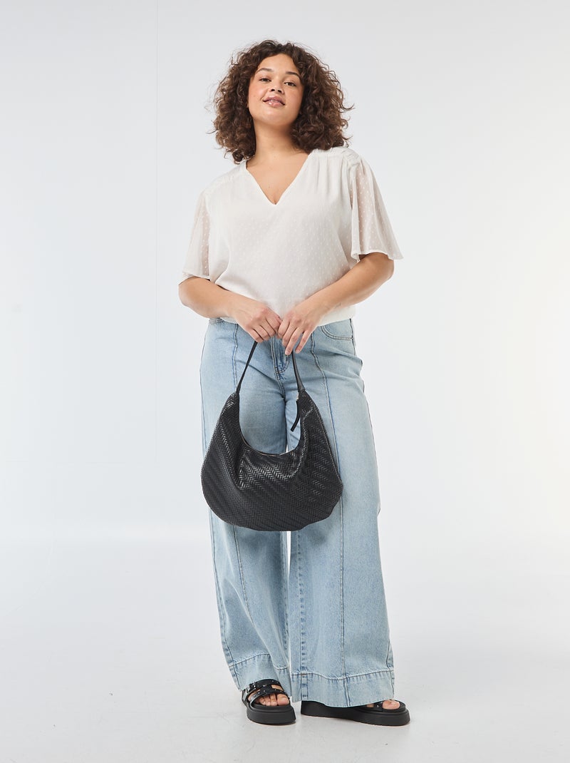 Blouse van plumetis Wit - Kiabi