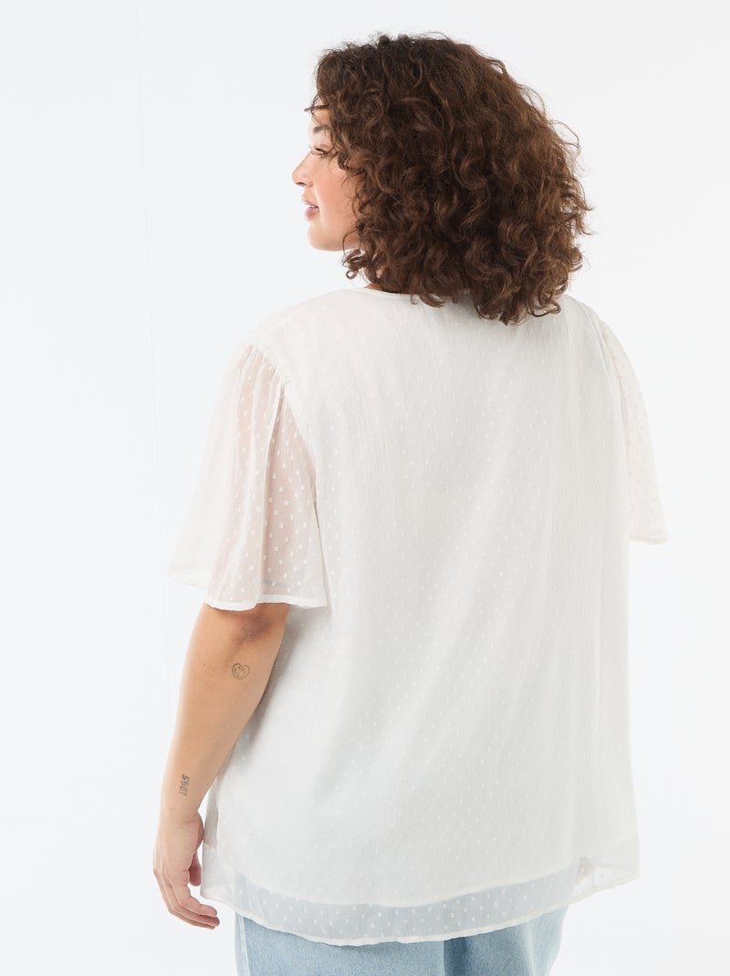 Blouse van plumetis Wit - Kiabi