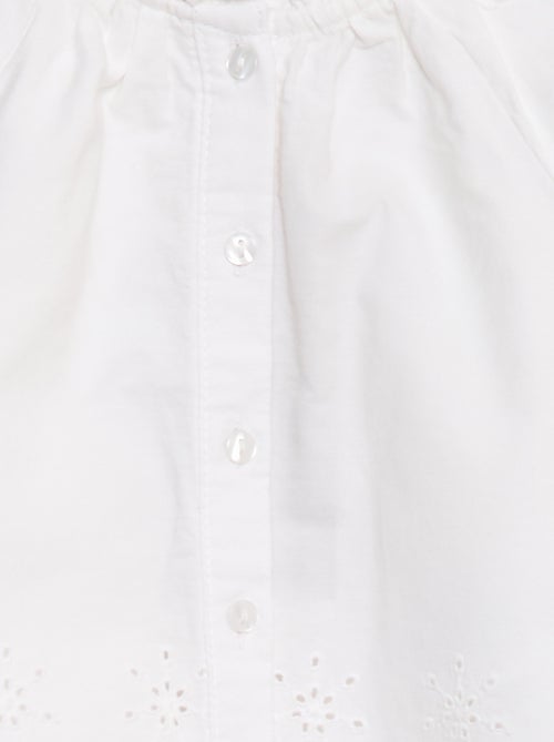 Blouse van poplin met borduursels en ruchekraagje - Kiabi