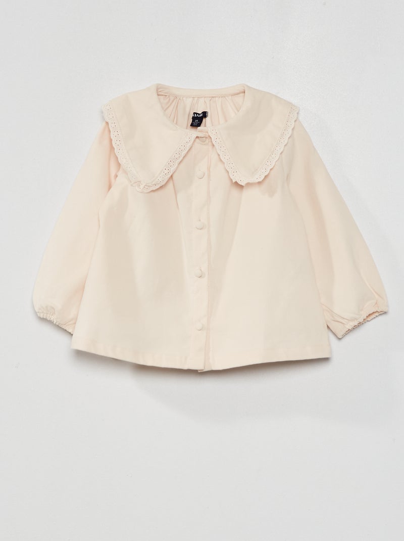 Blouse van velours met borduursel rond de hals ROSE - Kiabi