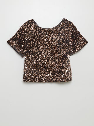 Blouse van velours met lovertjes