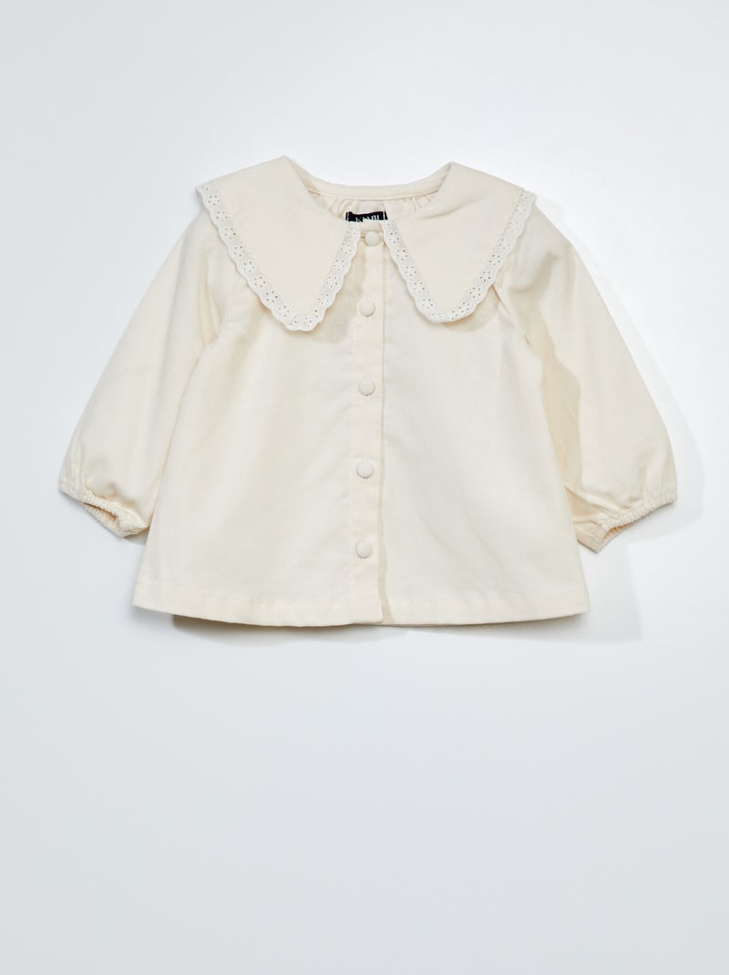 Blouse van velours WIT - Kiabi