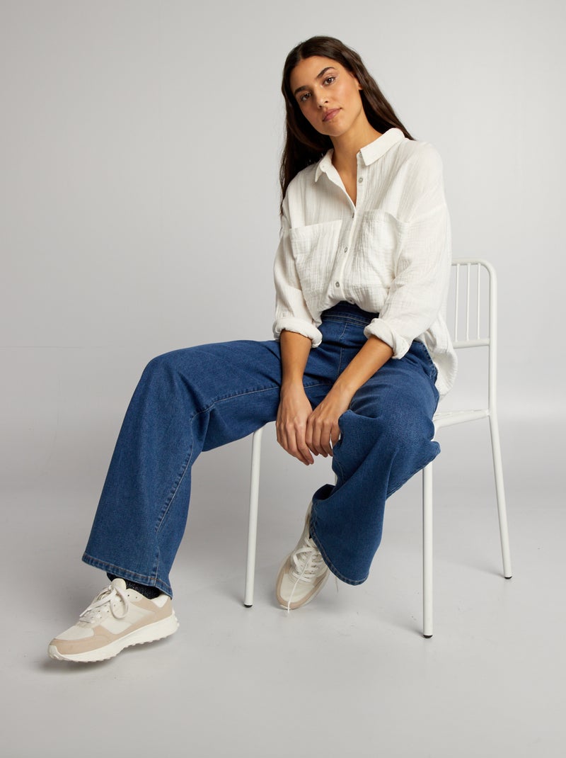 Blouse van zachte, luchtige katoen WIT - Kiabi