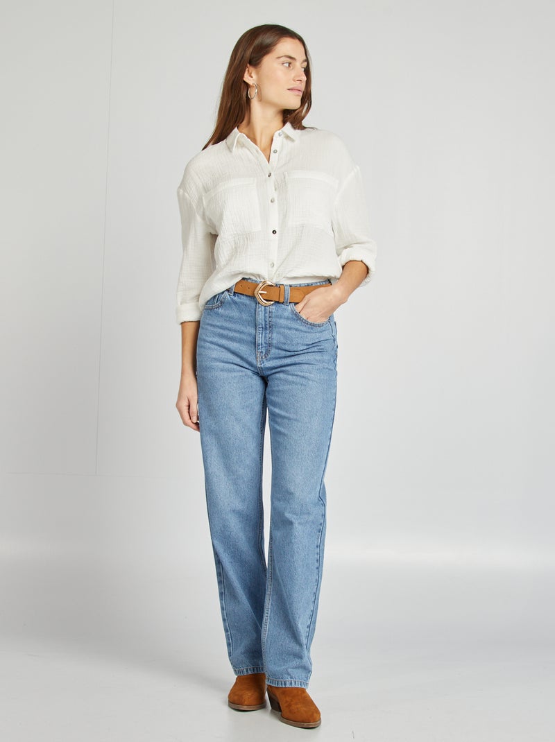 Blouse van zachte, luchtige katoen WIT - Kiabi