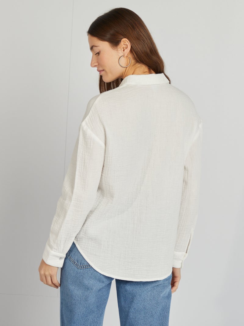 Blouse van zachte, luchtige katoen WIT - Kiabi