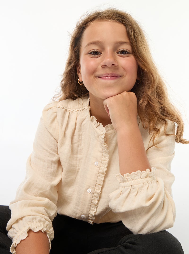 Blouse van zachte, luchtige katoen Wit - Kiabi