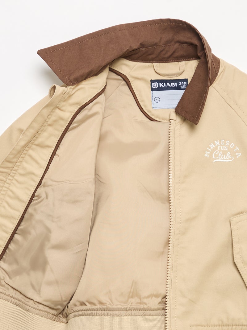 Blouson met rits en contrasterende kraag Biege - Kiabi