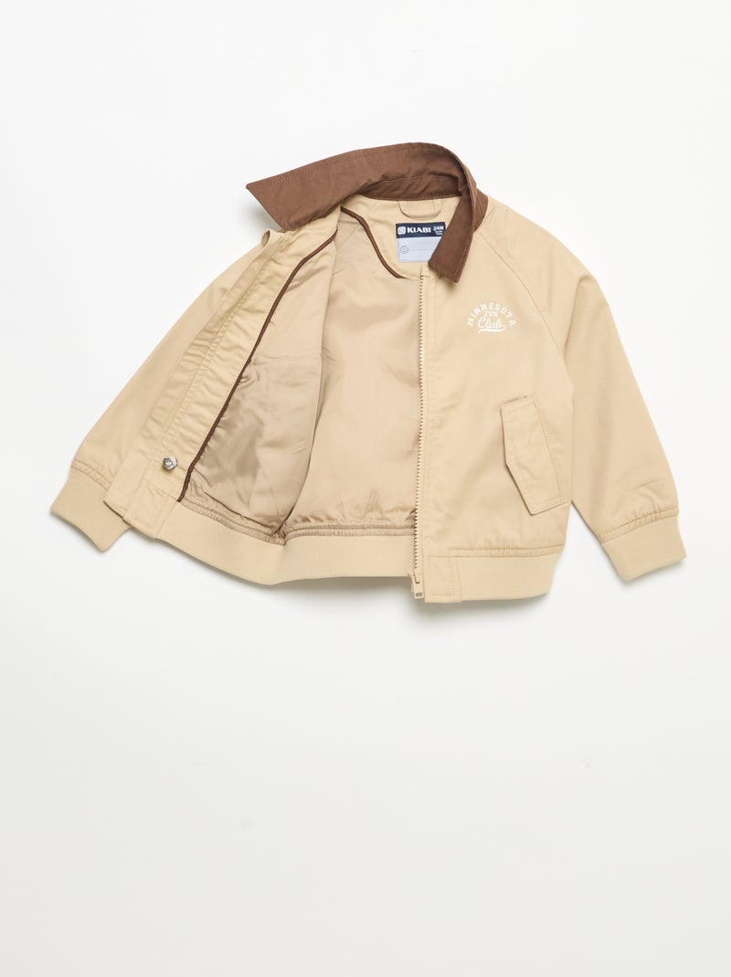 Blouson met rits en contrasterende kraag Biege - Kiabi