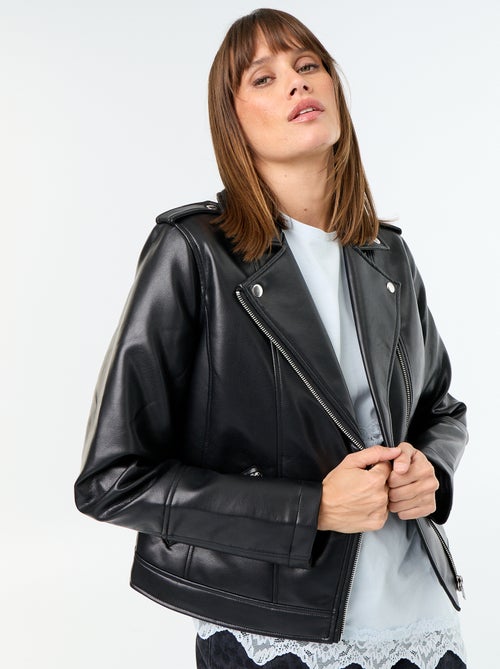 Blouson van imitatieleer met kraag met inkeping - Kiabi