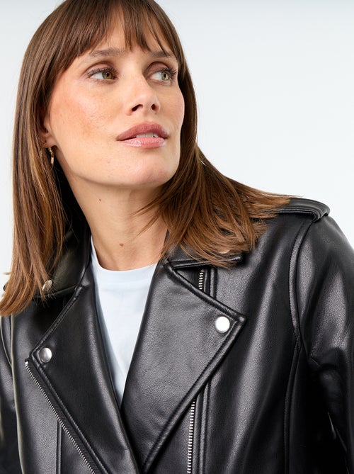 Blouson van imitatieleer met kraag met inkeping - Kiabi