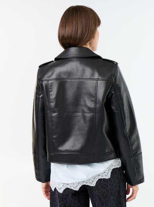 Blouson van imitatieleer met kraag met inkeping - Kiabi