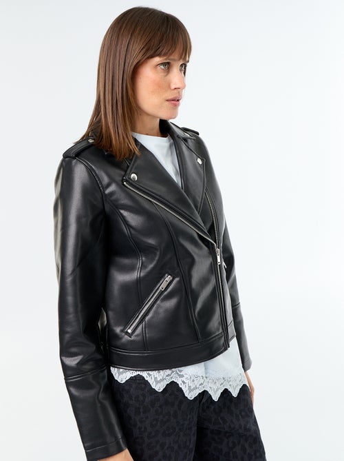 Blouson van imitatieleer met kraag met inkeping - Kiabi