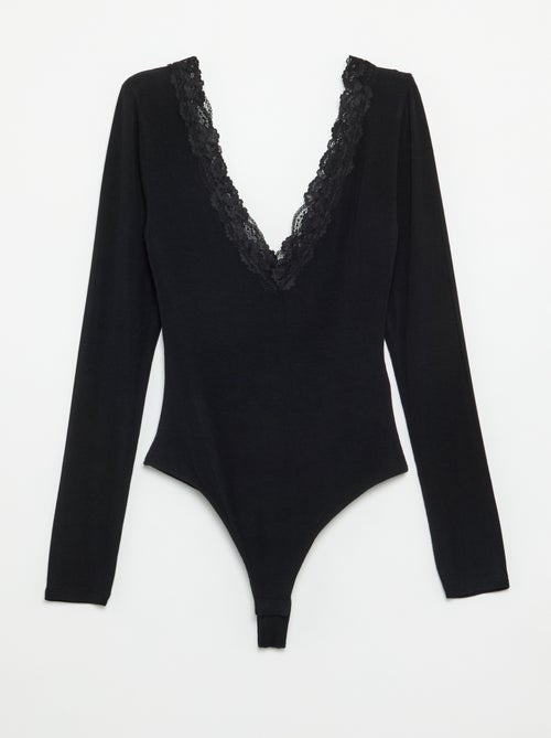 Body effen met kant - Kiabi Body effen met kant - Kiabi