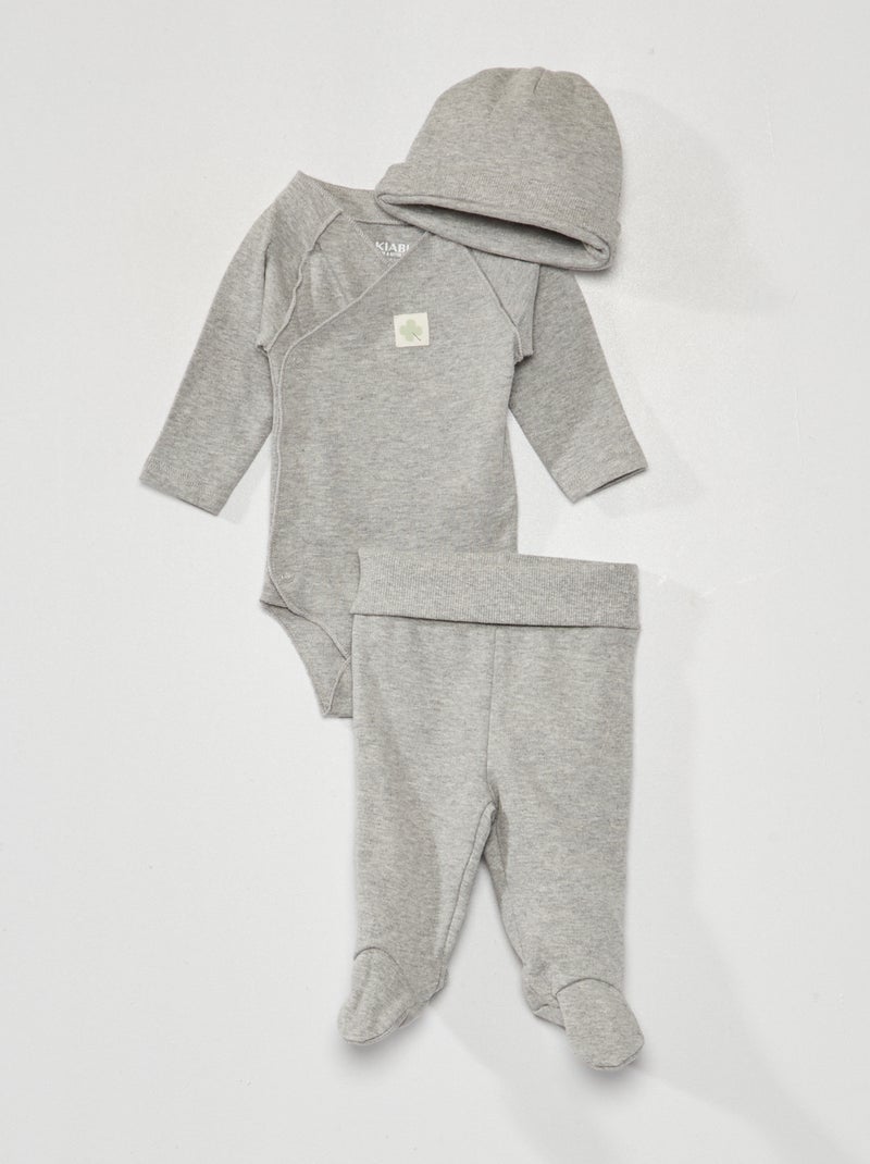 Body + legging + muts - 3-delig GRIJS - Kiabi