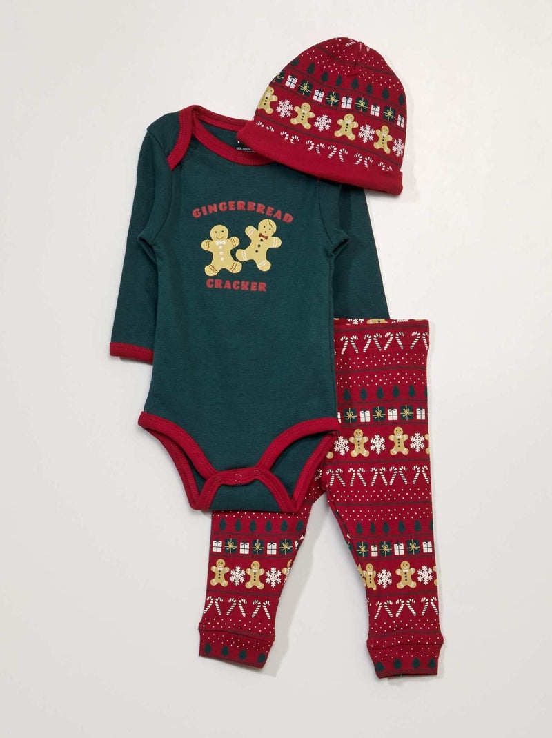 Body + legging + muts - 3-delig Groen - Kiabi