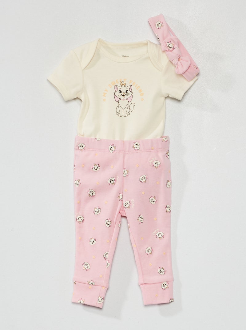 Body + legging zonder voetjes + haarband WIT - Kiabi