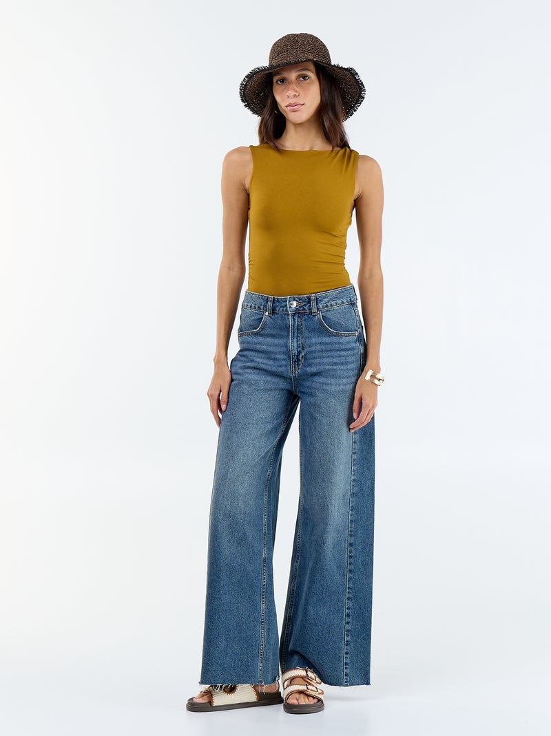 Body met diepe ruguitsnijding en goudkleurig detail Bruin - Kiabi