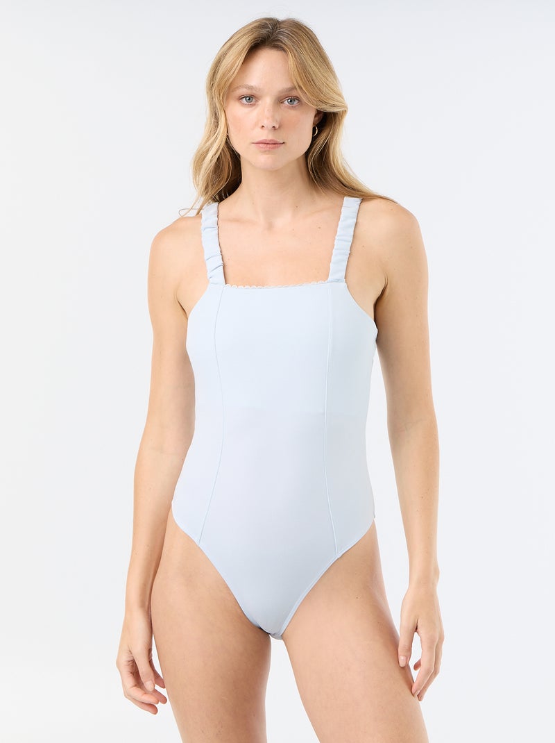 Body met elastische schouderbandjes Blauw - Kiabi