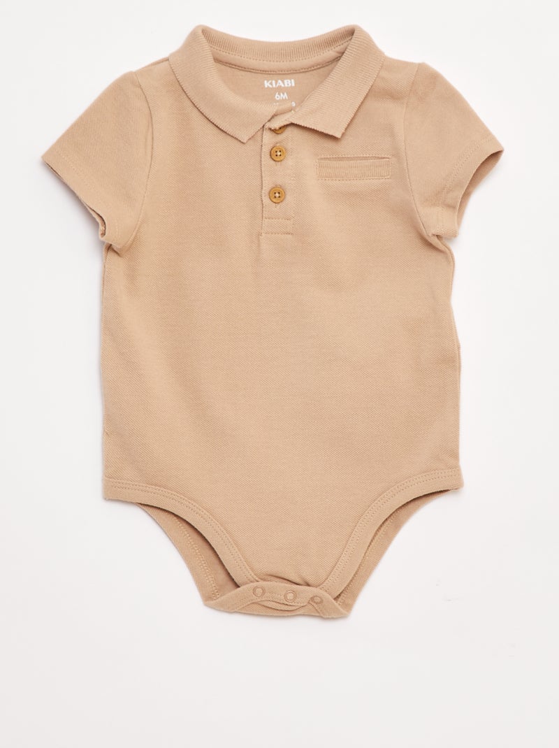 Body met korte mouw in polostijl Biege - Kiabi