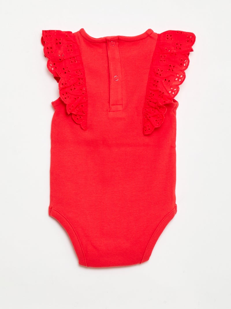 Body met korte volantmouwtjes Rood - Kiabi