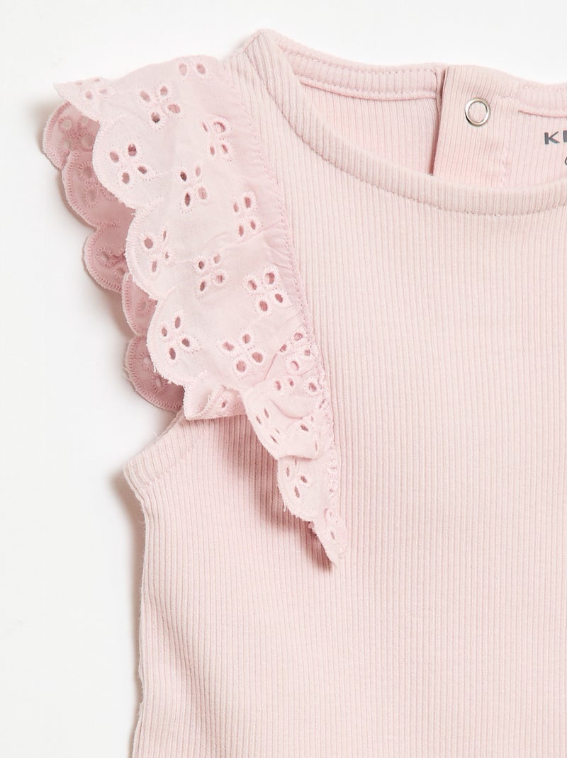 Body met korte volantmouwtjes Rose - Kiabi