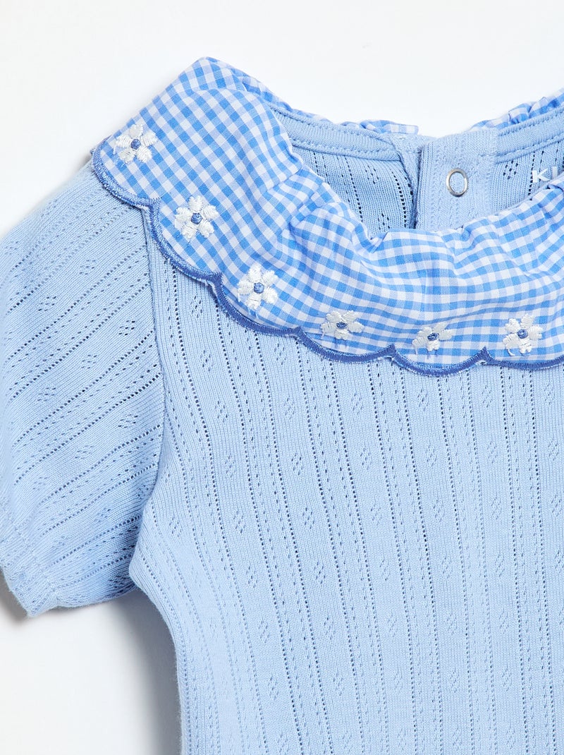 Body met kraagje met vichymotief Blauw - Kiabi