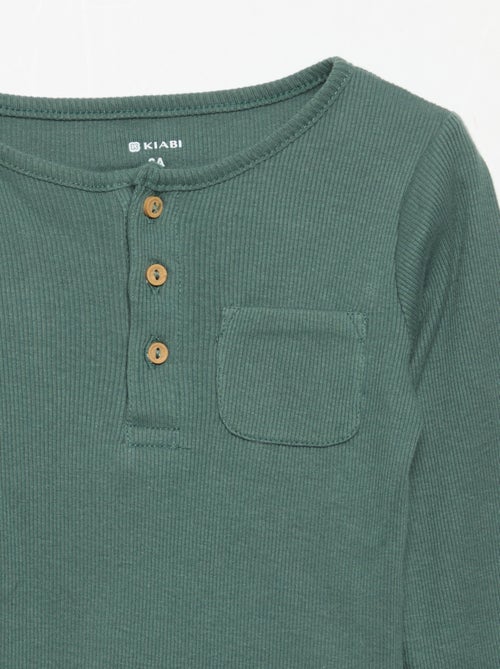 Body met lange mouwen en knoopkraag - Kiabi