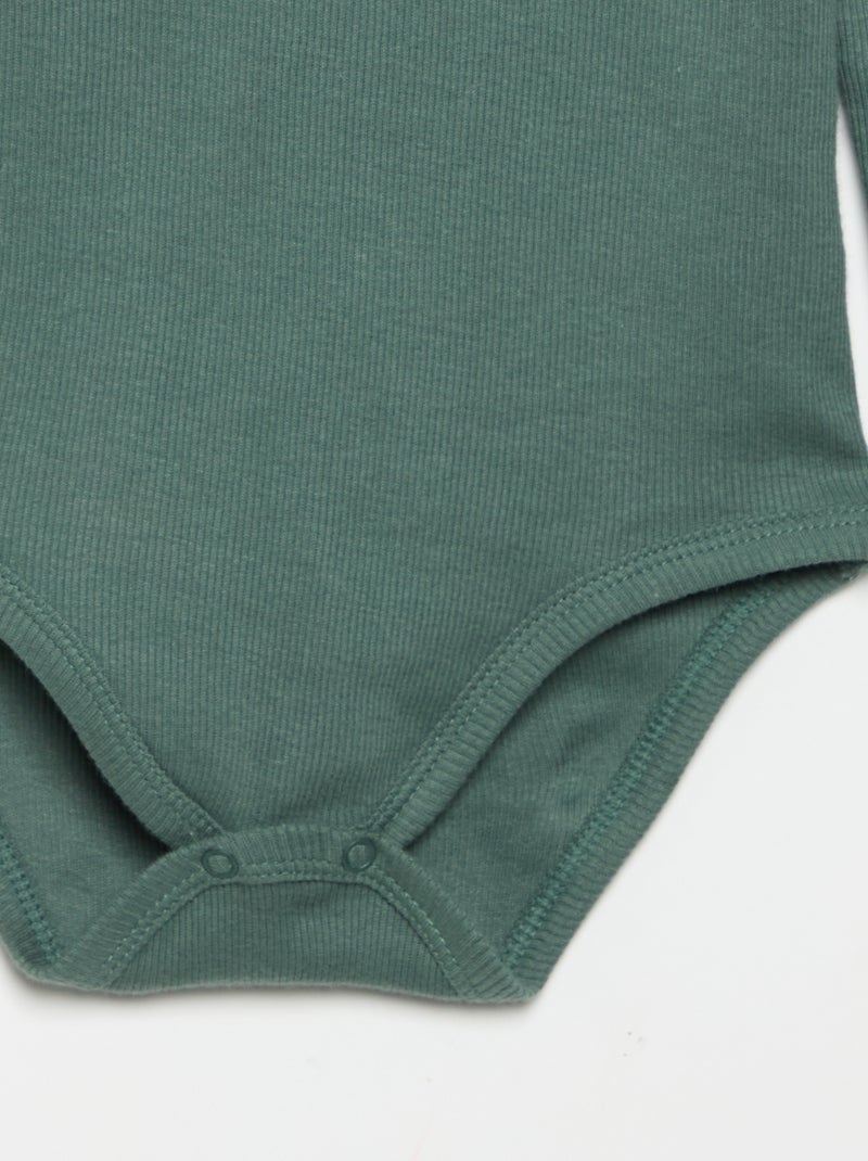 Body met lange mouwen en knoopkraag Groen - Kiabi