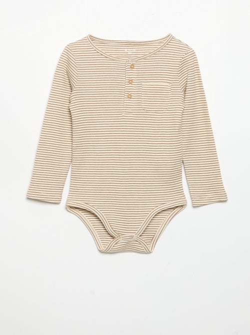 Body met lange mouwen en kraag met knoopsluiting - Kiabi