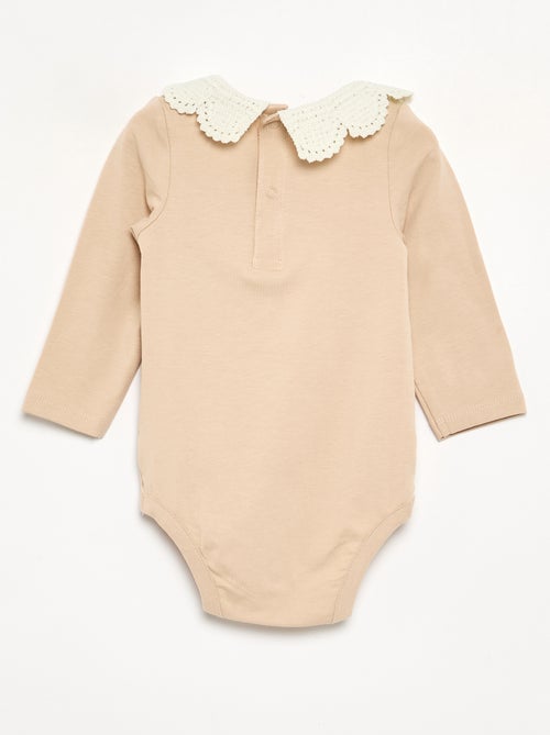 Body met lange mouwen en macramé kraag - Kiabi