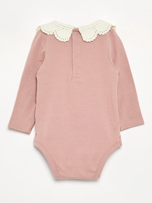 Body met lange mouwen en macramé kraag - Kiabi