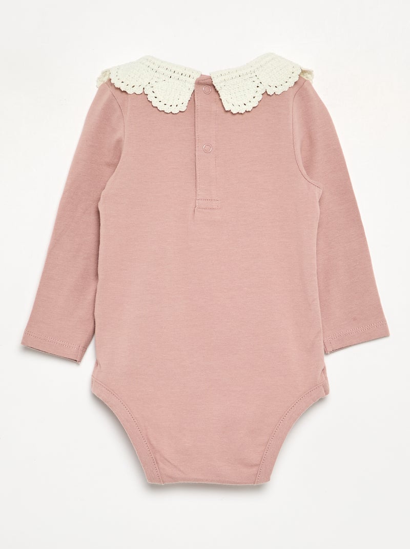 Body met lange mouwen en macramé kraag Rose - Kiabi