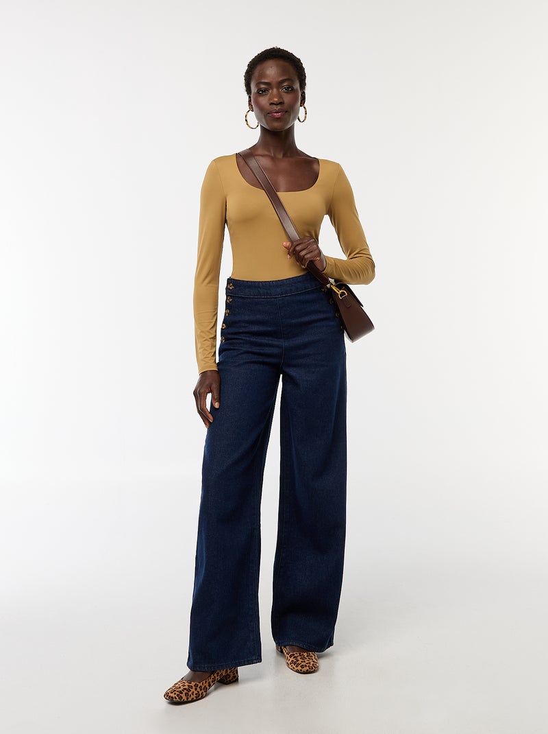 Body met lange mouwen en ronde hals - geel - Kiabi