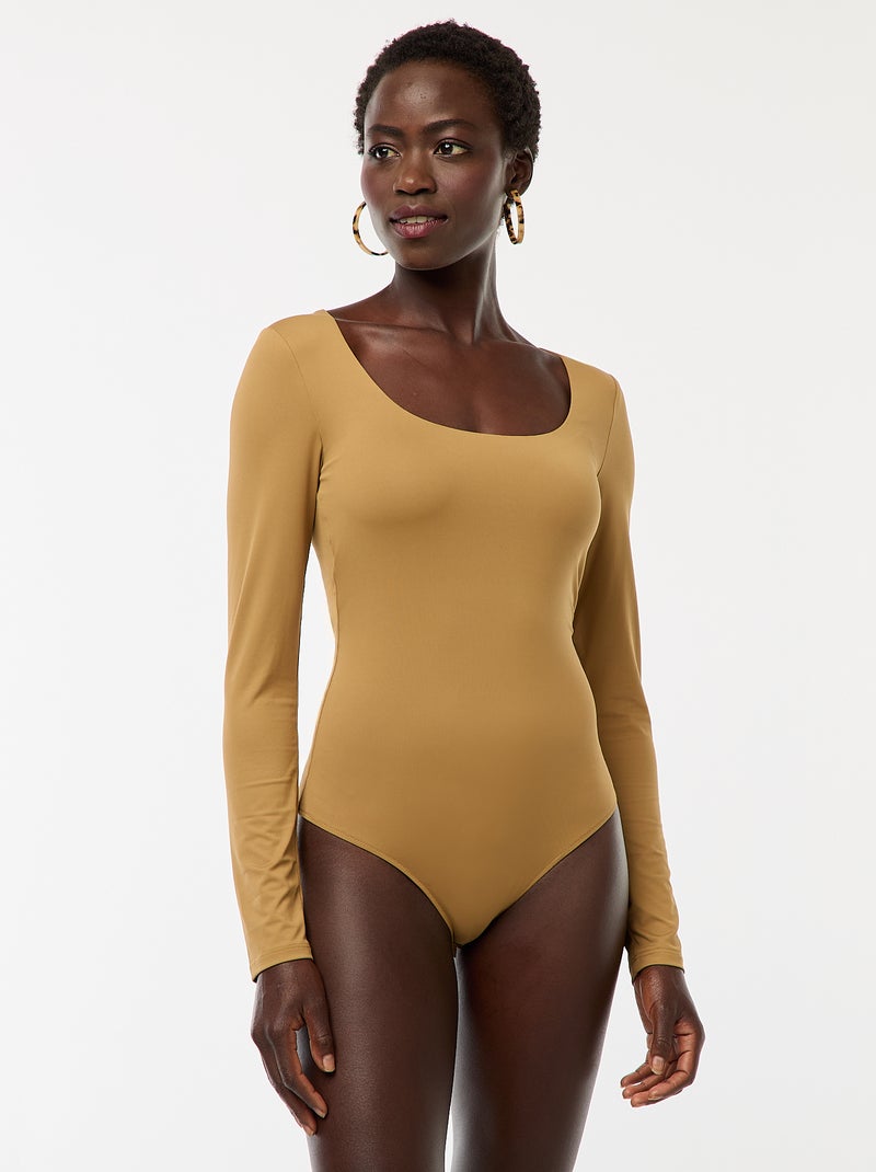 Body met lange mouwen en ronde hals - geel - Kiabi