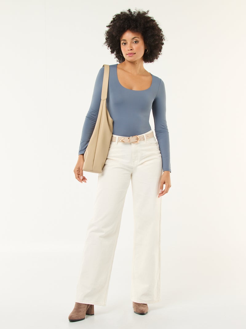 Body met lange mouwen en ronde hals - Grijs - Kiabi