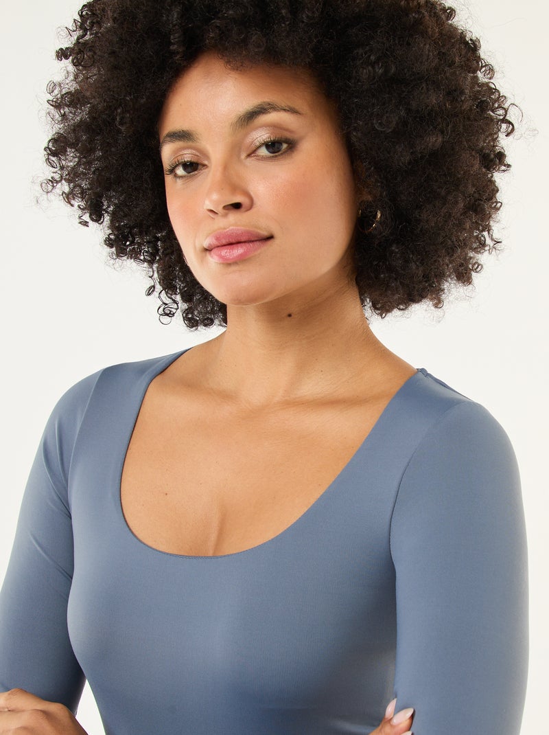 Body met lange mouwen en ronde hals - Grijs - Kiabi