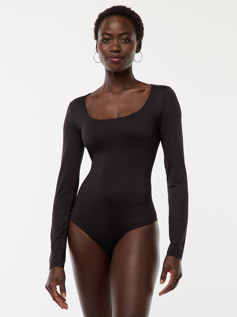 Body met lange mouwen en ronde hals - zwart - Kiabi