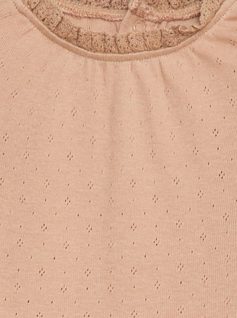 Body met lange mouwen van ajourgebreide stof Rose - Kiabi